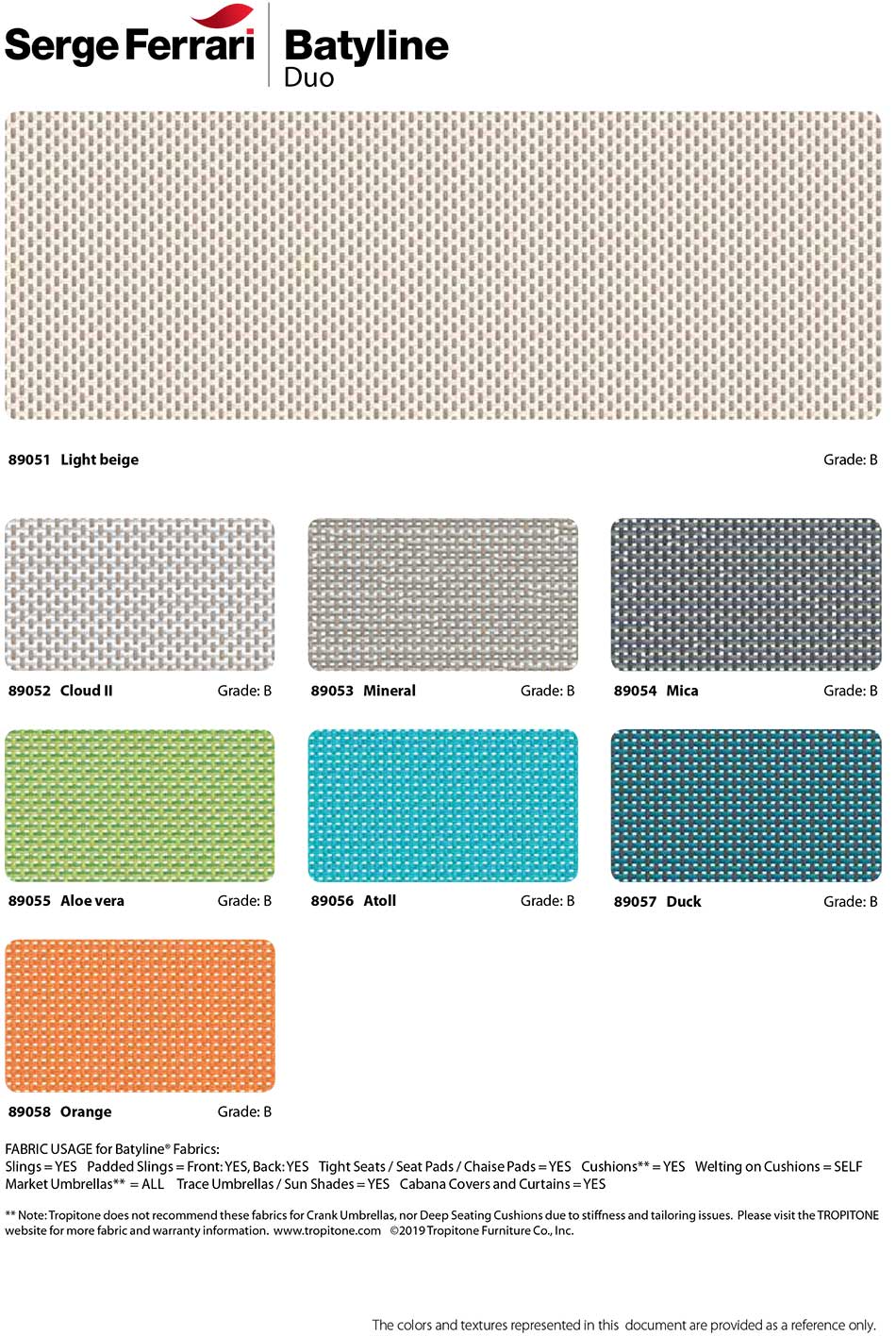 Serge Ferrari duo color line pallete